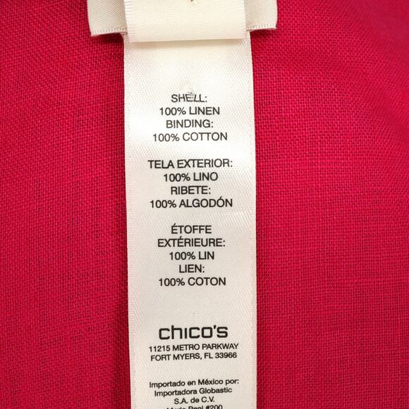 Chicos Jacket 0 Womens 4 Small Linen Pink Embroidered Cut Outs Open Lightweight - Picture 12 of 16